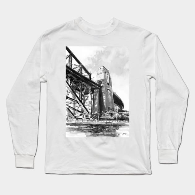 Northern Pylon, Sydney Harbour Bridge Long Sleeve T-Shirt by BarnabyEdwards